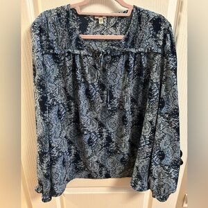 Joie Navy and Light Blue Patterned Women's Top